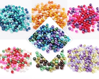 Mélange de perles de verre 4/6/8 mm perles de cire en verre rondes pastel coloré multicolore