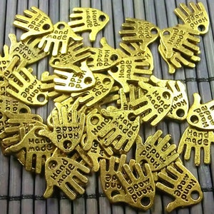 Charms pendants hand hand-made handmade jewelry accessories metal gold #S484