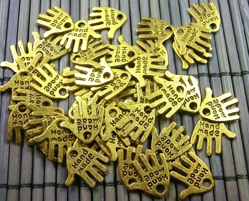 Charms pendants hand hand-made handmade jewelry accessories metal gold #S484