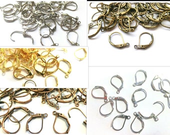 Folding leverbacks 10-50 pieces color choice blank ear hooks brass DIY jewelry metal