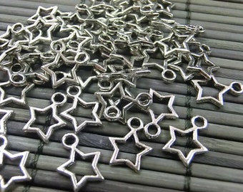 Stern Anhänger 50 Charms Farbe antiksilber Bettelanhänger #S150