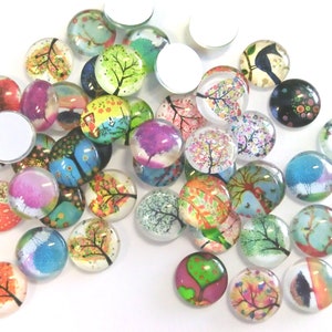 Glass cabochons motif tree 50 pieces 12 mm mix 107 image 2