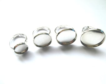 10 Ringe für 10/12/16/18mm Cabochons Ringe Rohlinge Farbe silber Ringrohlinge