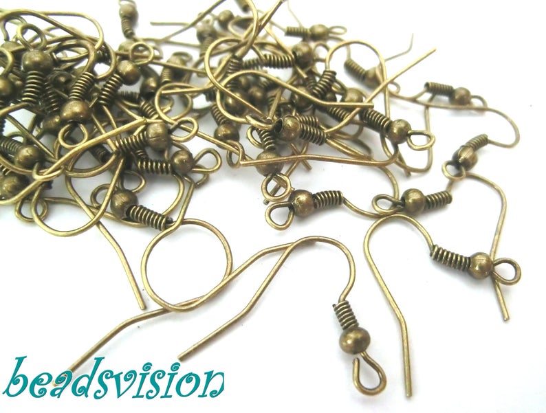 Ear hooks 100 fish hooks color silver gold bronze copper blank Bronze