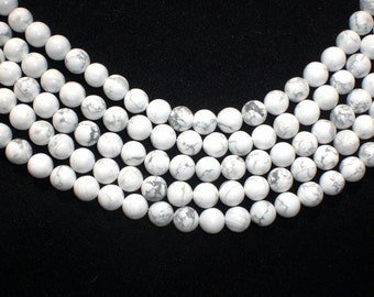 HOWLITH white 6 mm beads balls round jewelry beads gemstone