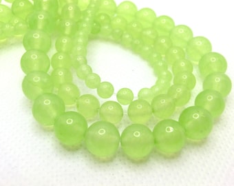 Jade 4/6/8 mm green apple green round balls beads 1 strand