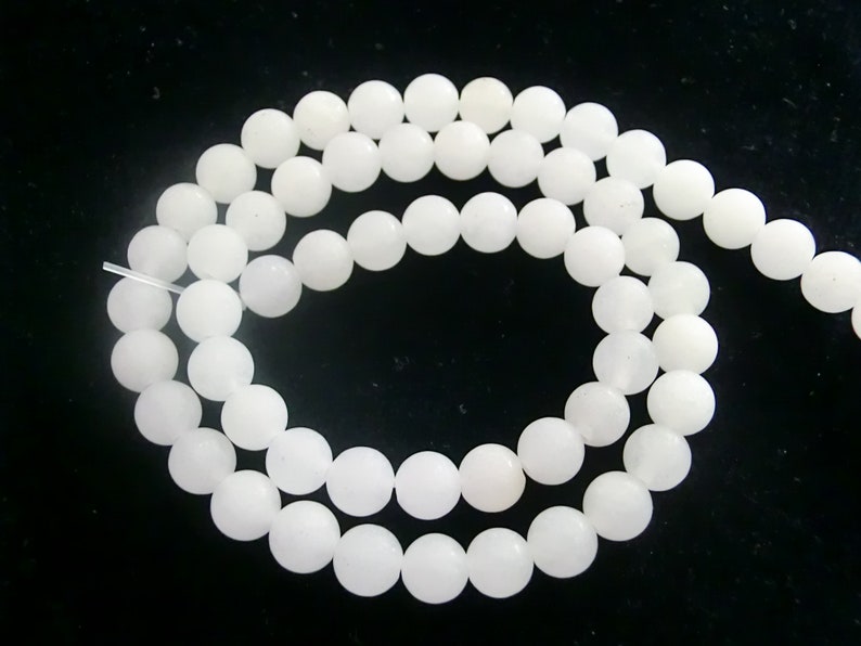 Jade 6/8 mm blanc mat perles 1 fil rondes 6mm