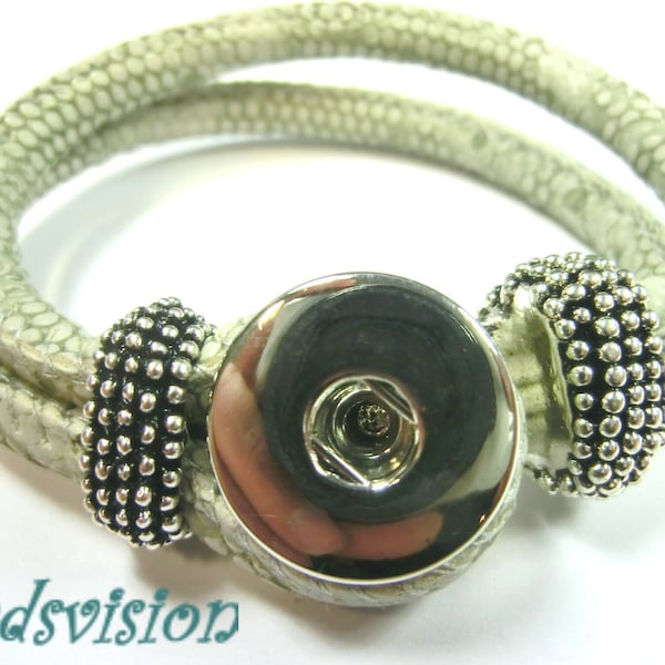 Armband hellgrau für Druckknöpfe Chunks Kunstleder Button Druckknopf Rohling #30