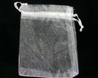 25 Organza Bag Bags 12 x 9 cm Color White Transparent Gift Bag Organza Baptismal Gift Jewelry Bag Wedding #20