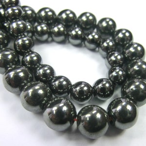 Hematite 4,6,8 mm 1 strand beads balls round image 2