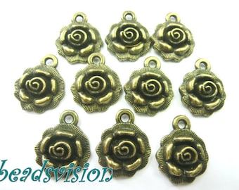 Rose Charms Bloemhanger Kleur Brons Metaal #S410