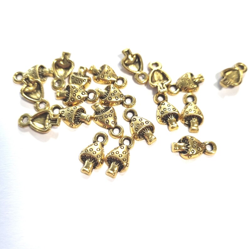 20 pendant charms mushrooms color gold 13 x 7 mm metal 631 image 2