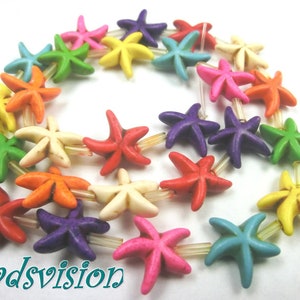 Starfish mix 15 mm stone beads 1 strand colorful maritime