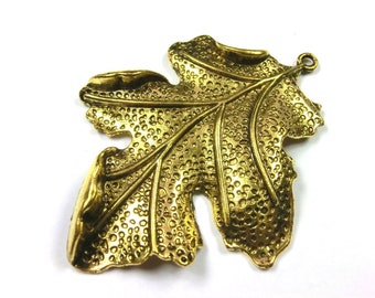 1 XL Charms Pendentif Feuille 67 x 51mm Couleur Or Chaîne Pendentif Métal