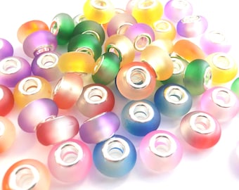 10 large hole beads Rondelle Resin beads European beads resin mix colorful #3