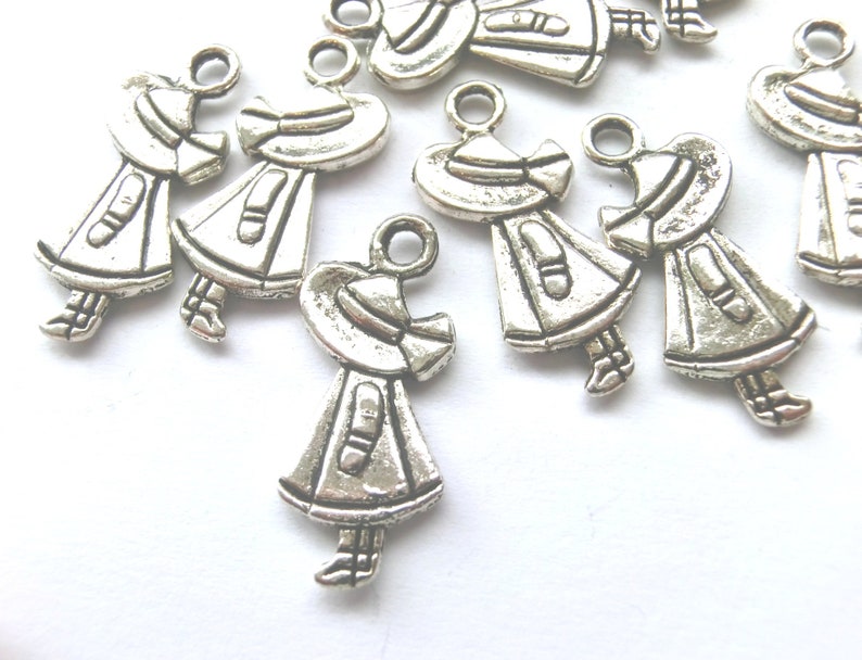 10 pendant girls charms color antique silver S095 image 3