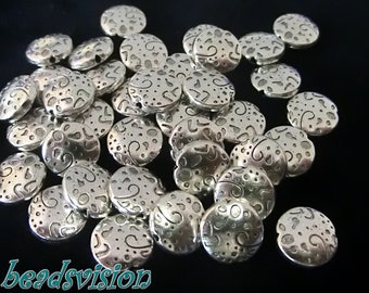 10/ 40 spacer metal beads coin color antique silver 10 x 3.5 mm #S486