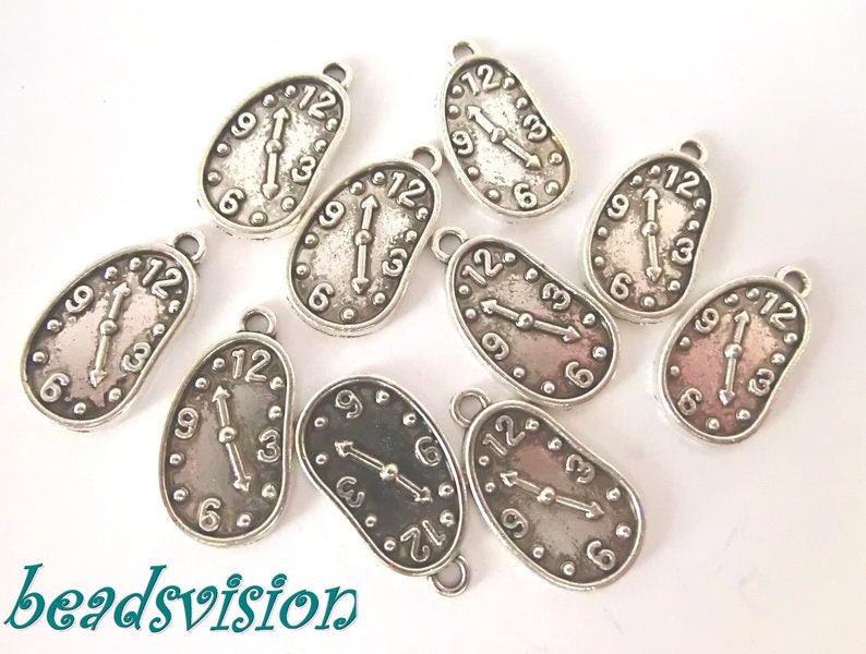 10 / 40 charms watch pendant 23 x 13 mm color antique silver metal S457 image 1