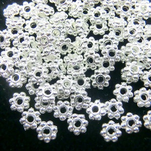 Daisy Spacer 4 mm round flat color silver 100 - 1000 pieces #S169