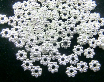 Daisy spacer 4 mm rond effen kleur zilver 100 - 1000 stuks #S169