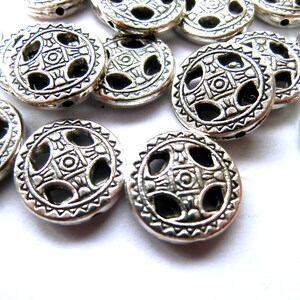 Metal beads spacer coin 14 mm color antique silver 10 / 40 pieces S167 image 3