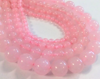 Perles Quartz rose boules 4,6,8,10,12 mm rondes 1 fil