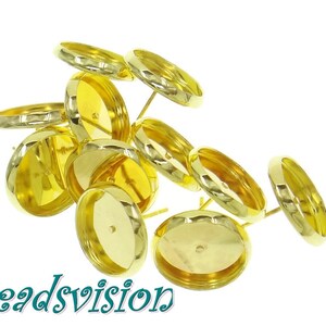 50 stud earrings for 10 mm cabochons color gold earrings settings blanks S463 image 2