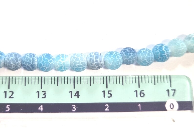 Agate 6mm Light Blue White Matte Beads Round Blue 1 strand 2 image 3