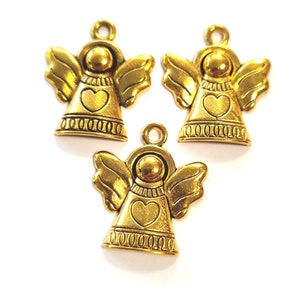 10 pendentifs ange couleur or S657 image 1