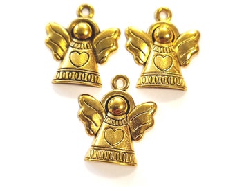 10 pendentifs ange couleur or #S657