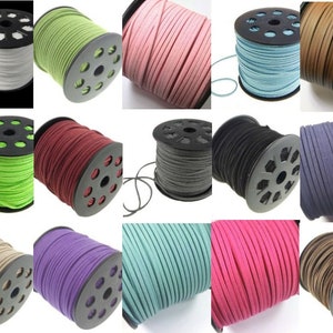 5 m (1 m = 0.40 euros) velor ribbon 3 mm flat faux suede ribbon imitation suede jewelry ribbon choice of colors black brown white red blue and much more