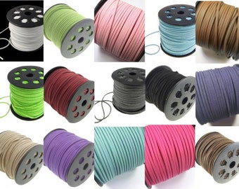 5 m (1 m = 0.40 euros) velor ribbon 3 mm flat faux suede ribbon imitation suede jewelry ribbon choice of colors black brown white red blue and much more
