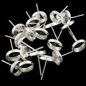 Ohrstecker 10  / 50 für 10mm Cabochons Farbe silber Fassungen Rohlinge Ohrringe #S537