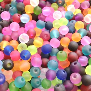 900 frosted glass beads matt 6 mm mix colorful to thread iced 18 colors