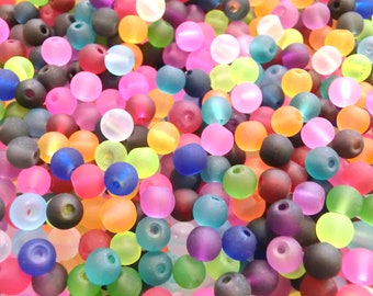 900 frosted glass beads matt 6 mm mix colorful to thread iced 18 colors