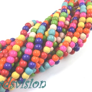 colorful beads 4/6/8 mm round stone mix colorful 1 strand image 1