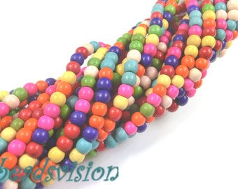 colorful beads 4/6/8 mm round stone mix colorful 1 strand