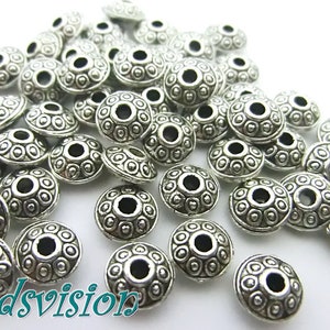 50 spacer metal beads 6 x 3 mm color antique silver round metal rondelle #S535
