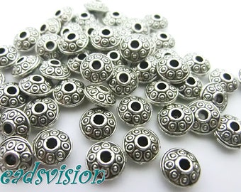 50 spacer metal beads 6 x 3 mm color antique silver round metal rondelle #S535