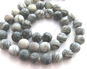Picasso jaspe mat 8 mm perles rondes bijoux pierres précieuses 1 fil mat #8