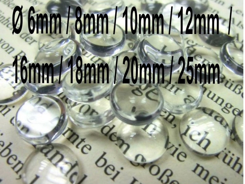 Cabochons en verre 6-30 mm cabochons verre clair rond transparent transparent image 1