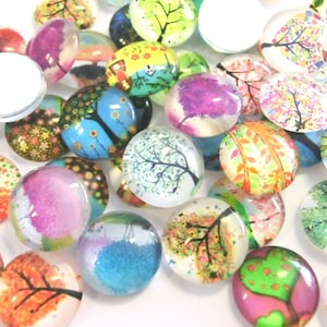 Glass cabochons motif tree 50 pieces 12 mm mix 107 image 4