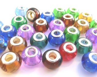 10 module beads glass beads European Rondelle large hole beads beads mix colorful #8