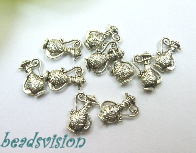 10 Hanger Charms Vaas Kleur Antiek Zilver Metaal 17 x 13 mm S599 afbeelding 1