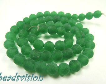 Jade 6 mm green matte round beads 1 strand