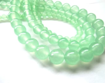 Jade 4/6/8 mm light green balls beads round 1 strand