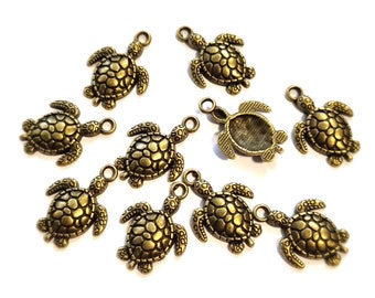 Turtle 23 mm pendant 10 pieces color bronze #S633