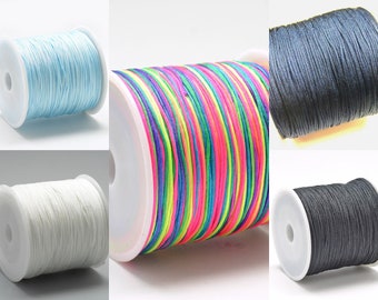 0.125 EUR/meter macrame ribbon round 0.8 mm nylon cord jewelry cord braided cord colorful black white blue selection tying macrame yarn 1 roll