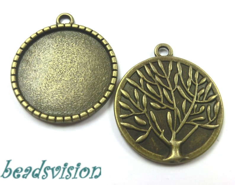 5 réglages arbre de vie pour cabochons de 25 mm, couleur bronze, chaîne en métal, pendentif S622 image 1