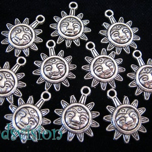 10 charms sun pendant color antique silver 17 x 3 mm #S223